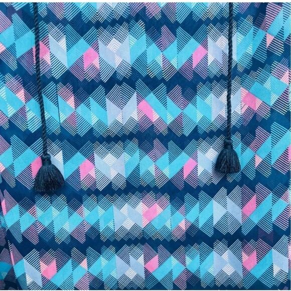 Decree Sheer Abstract Long Sleeve Blouse Size L Women’s Blue / Purple Geometric - Picture 8 of 11